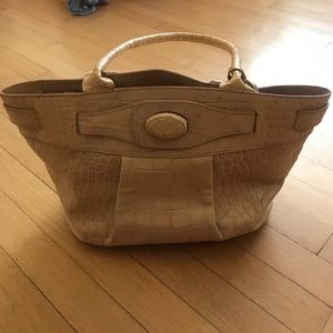 Pink Furla tote bag in mock croc